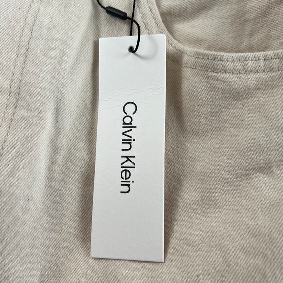 Calvin Klein Women Cropped Wide Leg Zip Fly Mid Rise Jeans Beige Size 26 - Picture 15 of 16